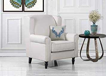 Overstock Modern Living Room Accent Arm Chair in Faux Leather White