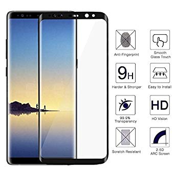 Josi Minea 3D Curved Tempered Glass Screen Protector with Full Crystal Clear Coverage & Ballistic LCD Premium Screen Cover Guard HD Shield Compatible with Samsung Galaxy Note 9 - Black