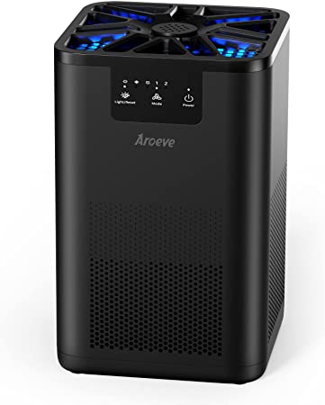 AROEVE Air Purifiers H13 True HEPA Air Cleaner With Aromatherapy Function For Pet Smoke Pollen Dander Hair Smell 20dB Air Cleaner For Bedroom Office- Black