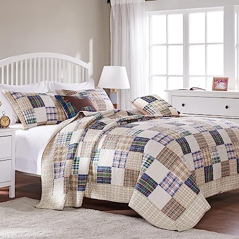 Greenland Home Oxford Traditional 100% Cotton Quilt Set, 4-Piece Twin/Twin XL, Multicolor