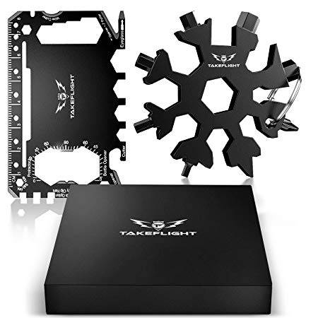 EDC Credit Card Tool Gift Set - Tactical Pocket Tool Gadgets for Men | Screwdriver Snowflake Multi Tool - Wallet Multitool Giftset with Pocket Survival Tools - Survival Gear Accessories in Gift Box