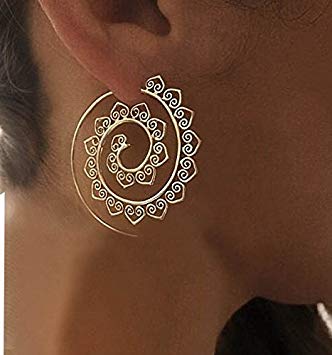 Womens Ethnic Gypsy Swirl Hoop Earrings Bohemia Jewelry
