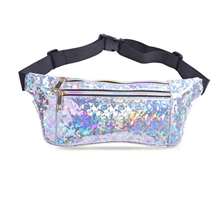 ihem Fanny Pack, Holographic Waist Bag Bum Bag for Women - Waist Pack with Adjustable Belt for Rave, Festival, Travel, Party