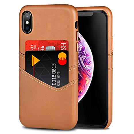 VEGO Wallet Case for iPhone Xs iPhone X, Card Pocket Case with Card Slot Holder, Non Slip Twill Canvas Style Synthetic Leather Ultra Slim Excellent Grip, Soft Fiber Cloth Lining Compatible iPhone Xs