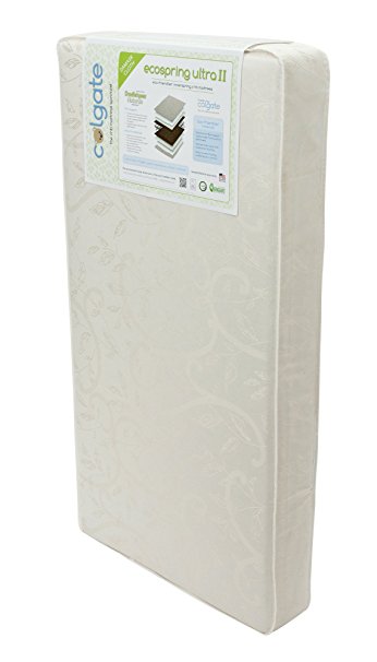 Colgate EcoSpring Ultra II - Organic Cotton Innerspring Crib Mattress with Waterproof Cover, Ecru