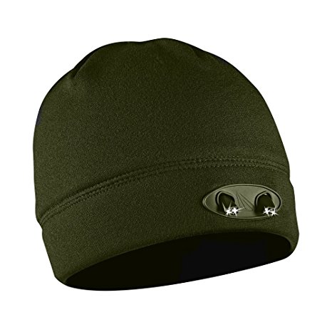 Panther Vision Headlamp 4 LED Warm Beanie Cap - Hands-Free for Jogging, Biking, Camping, Sports Games, Fishing, Auto and Home Repair