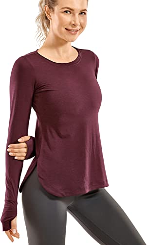 CRZ YOGA Women's Sports Shirt Hiking Running Workout Long Sleeve Top with Thumbholes