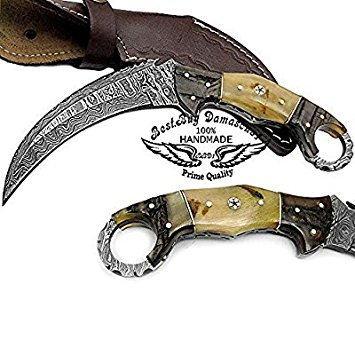 Ram Horn 8.2'' Fixed Blade Custom Handmade Damascus Steel Hunting Knife 100% Prime Quality "LIMITED OFFER"