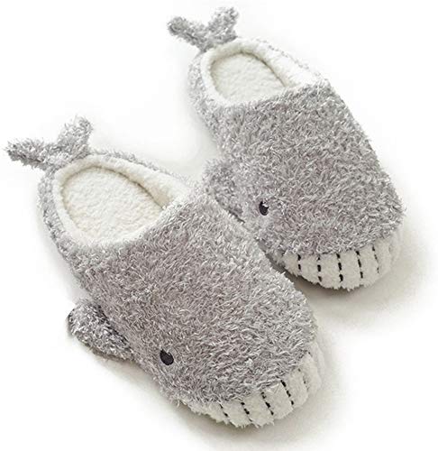 HALLUCI Women's Wicky Shark Cozy Fleece Memory Foam House Trick Treat Halloween Slippers