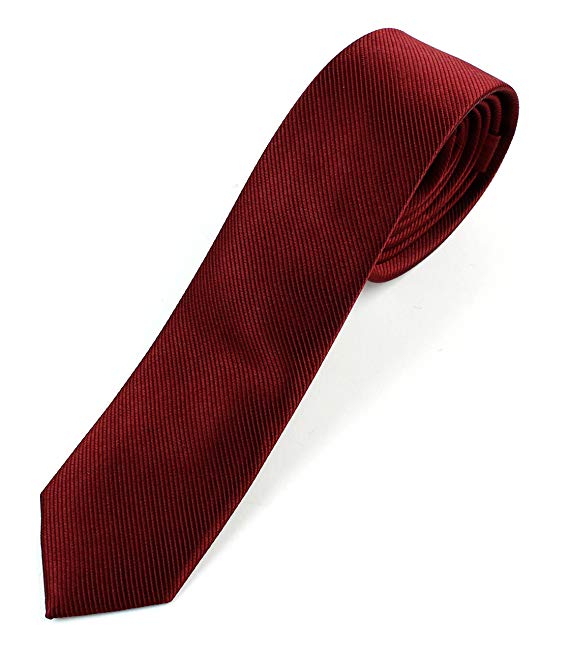 Men's Silk Extra Skinny Necktie Tie - 2" Width Diagonal Stitching Pattern
