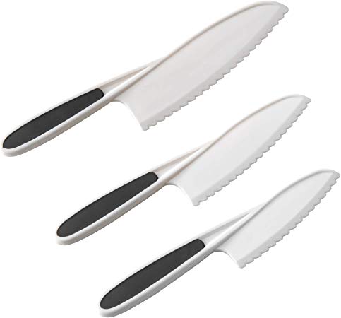 Wanbasion 3-piece Nylon Kitchen Kid Knife Set, Children Kid Knife Set Cutting, Safe Kid Knife Chef Set with Non-Slip Handles