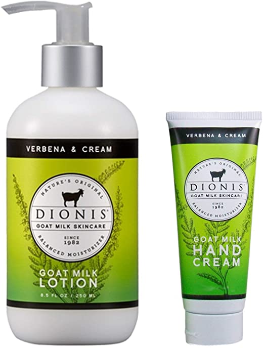 Dionis Goat Milk Body Lotion and Hand Cream Set - Verbena and Cream, 2 Piece