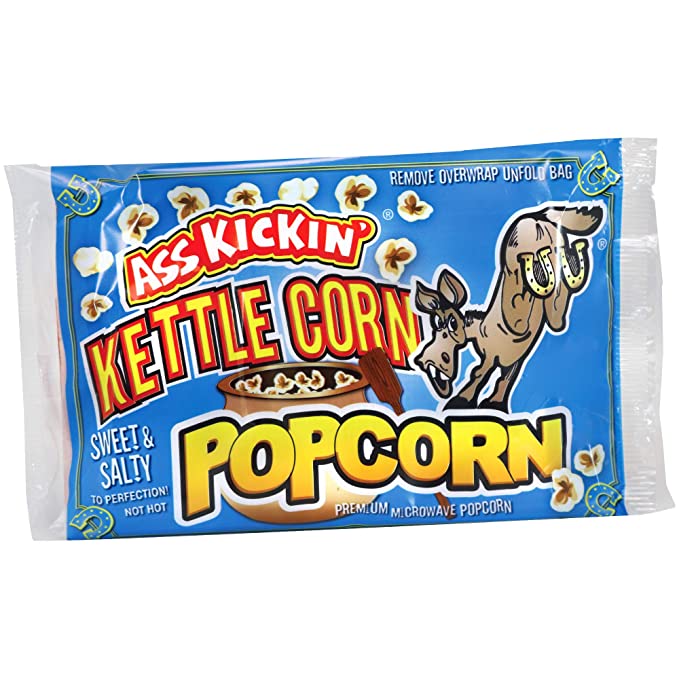 ASS KICKIN’ Kettle Corn Microwave Popcorn - 6 Pack - Ultimate Sweet Gourmet Gift - Try if you dare!