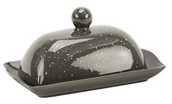 Boston Warehouse Speckleware Butter Dish With Lid, Charcoal