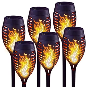 6 Pack Upgraded Solar Torch Lights Outdoor, 20 inch Solar Lights with Dancing Flickering Flames Waterproof Landscape Decoration Lighting Dusk to Dawn Auto On/Off Security Flame Lights for Garden Yard