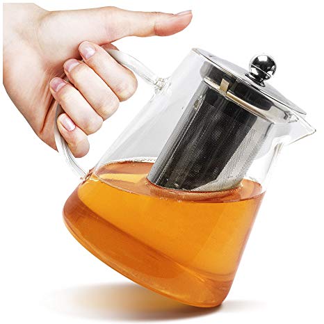 Stunning Glass Tea Pot With Warmer - 3-4 Cup Stainless Steel Tea Infuser With Lid - Stovestop Safe, Heat Resistant Teapot Set With Cover Keeps Tea Hot For Perfect Cup
