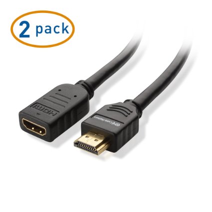 Cable Matters 2-Pack High Speed HDMI Extension Cable with Ethernet 3 Feet - 3D and 4K Resolution Ready