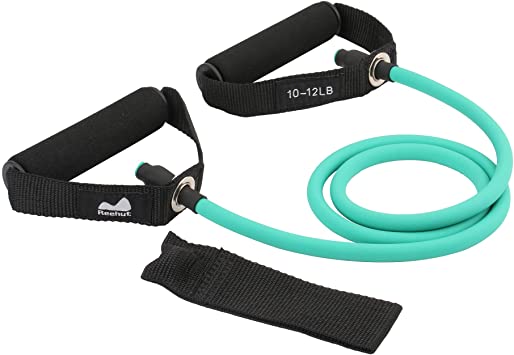 Reehut Resistance Band with Handle Single Exercise Tube for Arm & Shoulder w/Door Anchor and Manual