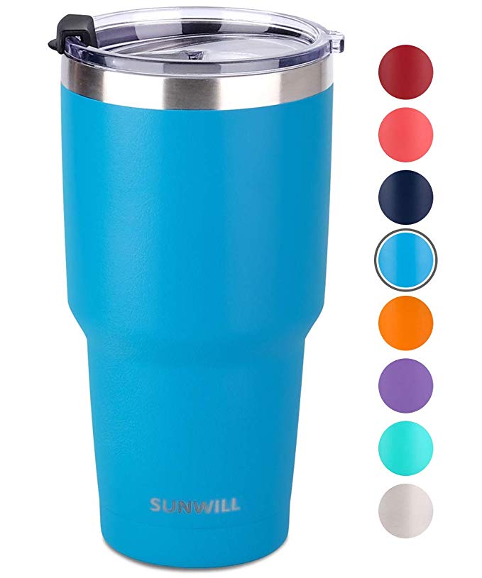 SUNWILL 30oz Tumbler with Lid, Stainless Steel Vacuum Insulated Double Wall Travel Tumbler, Durable Insulated Coffee Mug, Powder Coated Royal Blue, Thermal Cup with Spill Proof Lid