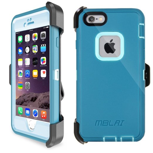 iPhone 6 Case, iPhone 6s Case Heavy Duty Tough Shockproof Cover with Belt Clip Kickstand & Built-in Screen Protector for Apple iPhone 6/6s 4.7 Inch Blue