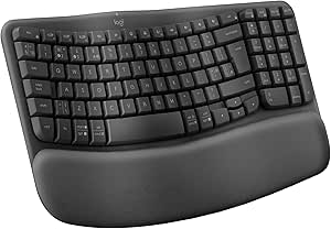 Logitech Wave Keys - Clavier Ergonomique sans Fil - Graphite, Clavier Espagnol QWERTY