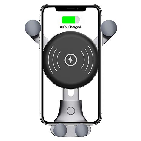 10W Wireless Car Charger, Wireless Fast Car Mount, Air Vent Phone Holder, 10W Compatible for Samsung Galaxy S9/S9 /S8/S8 /Note 8, 7.5W Compatible for iPhone Xs Max/Xs/XR/X/ 8/8 Plus