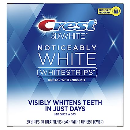 Crest 3D Whitestrips, Noticeably White, Teeth Whitening Strip Kit, 20 Strips (10 Count Pack)