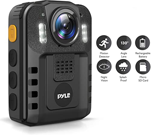 Police Security Video Compact Camera - HD 2304x1296p Rechargeable Wireless Waterproof Wearable Law Enforcement Mini Surveillance Cam, Audio Video Recording, Night Vision, Motion Detector - Pyle PPBCM6