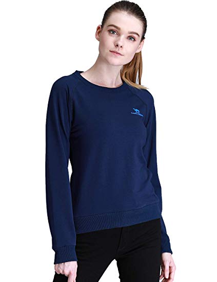 Camel Crown Women’s Breathable Sweatshirt for Running Classic Cotton Long-Sleeve Crew-Neck Pullover Casual Bottoming Shirt