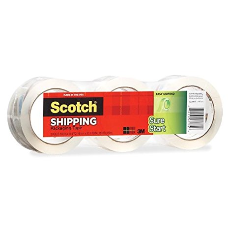 Scotch Sure Start Shipping Packaging Tape, 1.88 Inches x 54.6 Yards, 3 Rolls (3450-3)