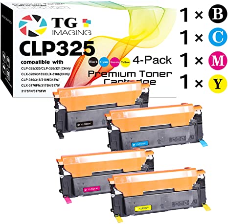 4-Pack TG imaging Compatible CLT-407S CLP325 Toner Cartridge CLT407S Used for Samsung CLP-320 CLP-321N CLP-325W CLP-326 CLX-3180 CLX-3185N CLX-3185W 3185FN 3185FW Printer (B C M Y)