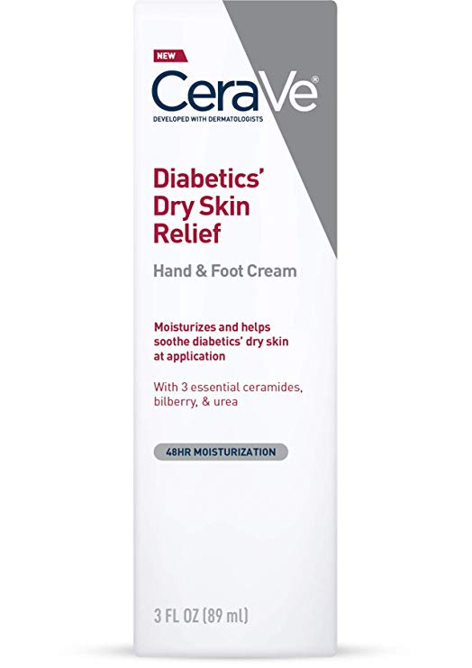 CeraVe Hand Cream & Foot Cream for Diabetics’ Dry Skin | 3 Ounce | Diabetes Care Foot & Hand Cream for Dry Cracked Hands & Feet | Fragrance & Paraben Free