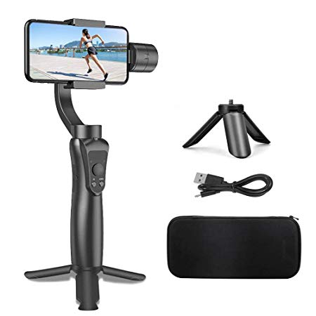 3 Axis Handheld gimbal stabilizer anti-shake for smartphone compatible with size under 6.0 Like Phone Xs Max Galaxy S10/S9 /S8, Gopro 3/4/ 5/6, 12h operate power for youtube vlog video