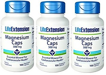 Life Extension Magnesium Vegetarian Capsules, 500 mg, 100 Count (100x3)