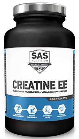 SAS Nutrition Creatine Ethyl Ester 240 Tabs - CEE will Increase Muscle Cell Volume - Strength and Endurance, Rapid Recovery