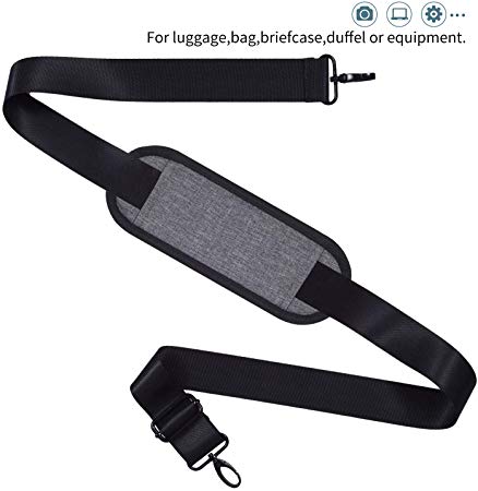Replacement Shoulder Strap Padded Universal Adjustable Bag Strap with Metal Swivel Hooks and Non-Slip Pad for Duffel Laptop Case Briefcase Messenger Camera Bag, Black/Space Grey