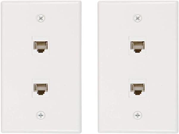 Buyer's Point 2 Port Cat6 Ethernet Wall Plate, Female-Female White (2, 2 Port)