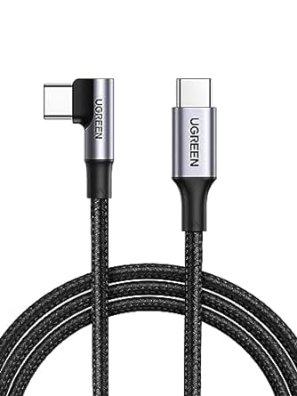 UGREEN USB C to USB C Cable 100W Fast Charging 3FT - Right Angle 5A Type C PD Nylon Braided Charging Cord Compatible for MacBook Pro Air iPad Pro 2020 Chromebook Galaxy S21 S20 Note 20 Dell XPS Pixel