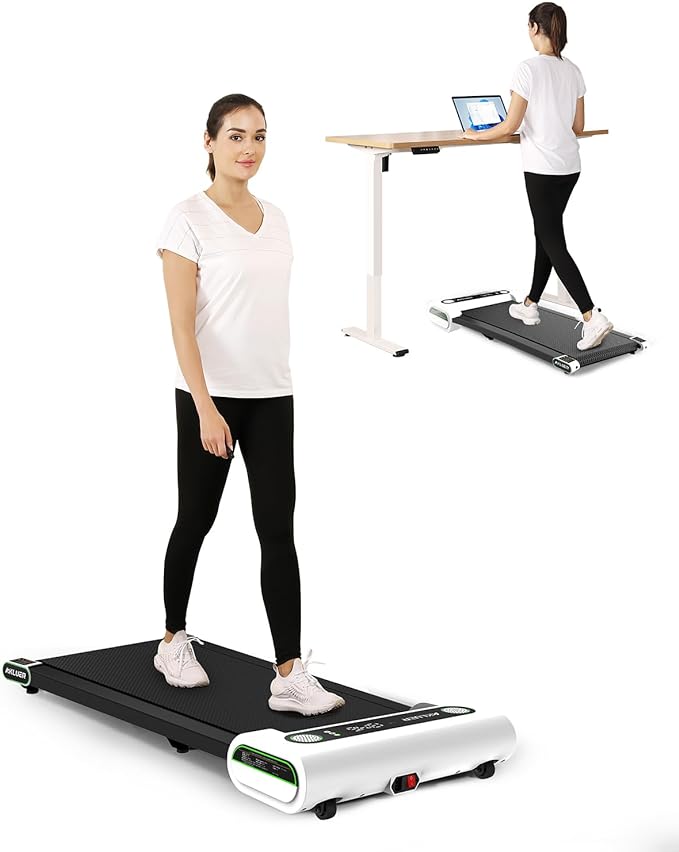 AKLUER Walking Pad Treadmill Under Desk, Portable Treadmill with Bluetooth, Desk Treadmill up to 3.8 MPH Speed, Jogging Walking Treadmill for Small Space Home Fitness