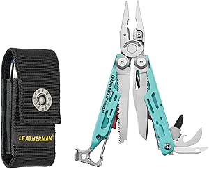 LEATHERMAN, Signal, 19-in-1 Multi-tool for Outdoors, Camping, Hiking, Fishing, Survival, Durable & Lightweight EDC, Made in the USA, Aqua/Silver with Nylon Sheath