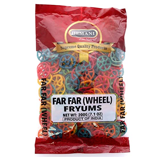 HEMANI Far Far Fryum Wheel 7.1 OZ (200g) - Puffed Snack - Ready to Fry - Fried Snacks
