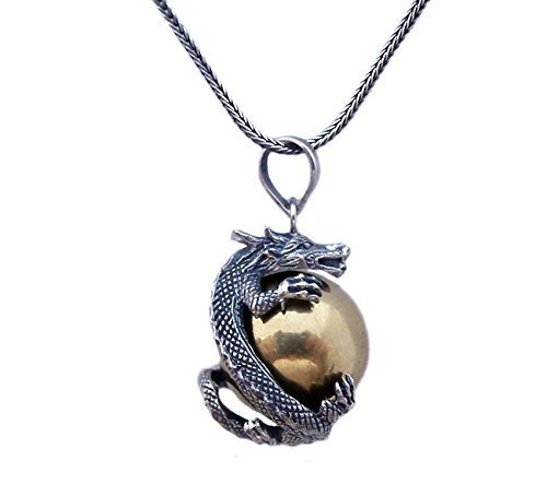 Sterling Silver Dragon Harmony Ball Chime Pendant, Harmony Bola Necklace