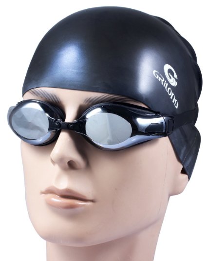 Swimming Goggles swim Cap Set, Silicone Swim Goggles Glasses & Anti Fog Swim Cap For Men & Long Hair Women Protection Case, Nose Clip And Ear Plug Include By Augymer