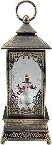 Clever Creations Musical Christmas Snow Globe Lantern, Lighted LED Swirling Glitter Water Lantern Home Decoration, Battery Operated, Snowman