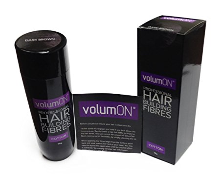 Volumon Professional Hair Building Fibres- Hair Loss Concealer- COTTON- 28g- Get Upto 30 Uses- CHOOSE FROM 8 HAIR SHADES COLOURS (Dark Brown)