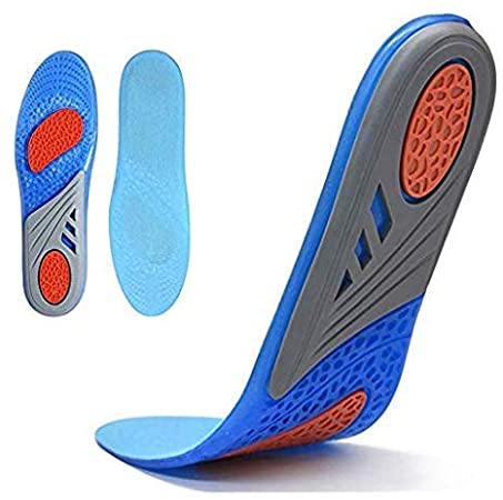 Insoles for Women ＆ Men, Running Athletic Gel Shoe Insoles, Full Length Orthotic Plantar Fasciitis Inserts with Arch Support Relieve Flat Feet, High Arch, Foot Pain,Supination (Blue)