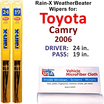 Rain-X WeatherBeater Wiper Blades for 2006 Toyota Camry Set Rain-X WeatherBeater Conventional Blades Wipers Set Bundled with MicroFiber Interior Car Cloth