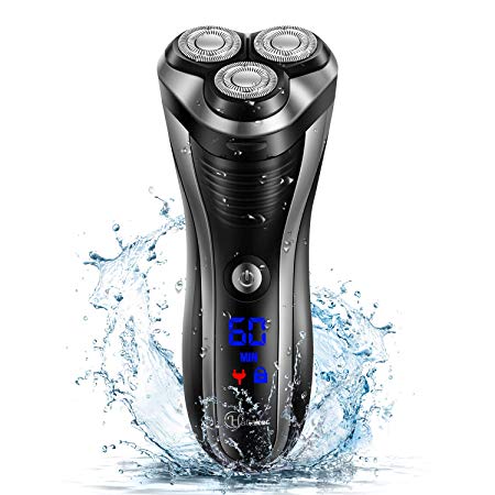 HATTEKER Electric Shaver Rotary Razor Men Cordless Beard trimmer Pop-trimmer Wet Dry USB Rechargeable