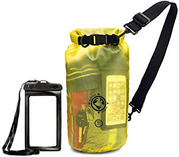 Earth Pak Dry Bag and Waterproof Phone Case - 10L / 20L - Transparent So You Can See Your Gear - Keep Your Stuff Safe and Secure While Kayaking, Camping, Boating, Fishing, Hunting