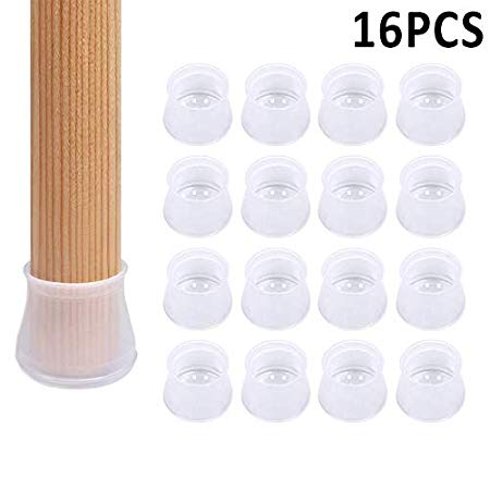Kiode Furniture Leg Protection Cover, Table Feet Pad Floor Protector, Silicone Furniture Chair Legs Caps Covers for Home (Transparent, 16)